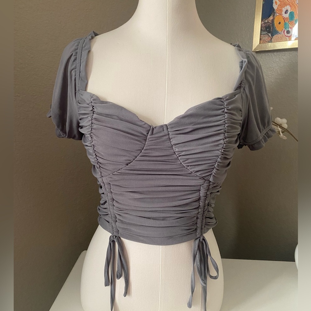 O.Vianca Gray Ruched Women's Top